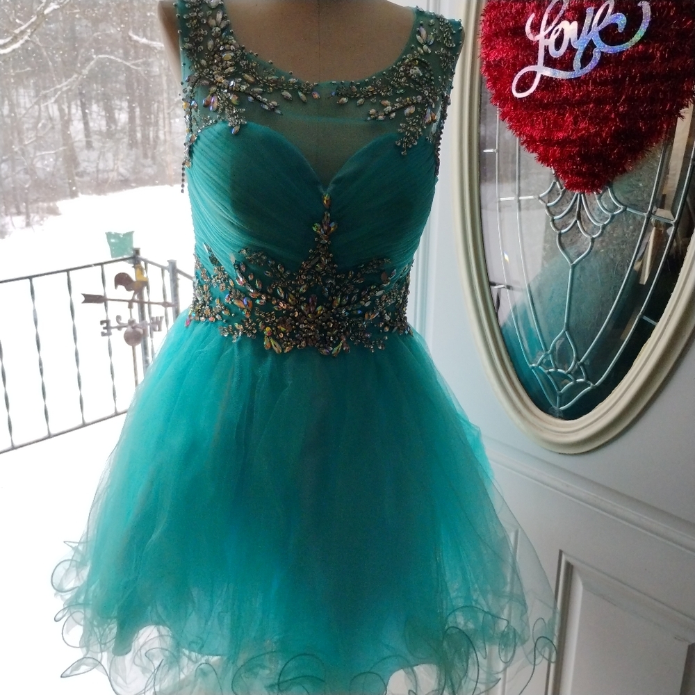 Elegant Teal Embellished Dress By Coya Collection